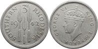 монета Родезия 3 пенса 1942