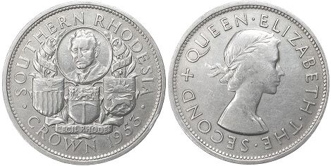 монета Родезия 1 крона 1953