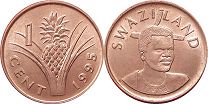 монета Свазиленд 1 цент 1995