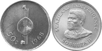монета Свазиленд 50 центов 1968