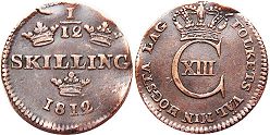 монета Швеция 1/12 скиллинга 1812