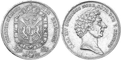 монета Швеция 1/2 риксдалера 1831