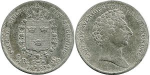 монета Швеция 1/4 риксдалера 1834