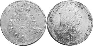 монета Швеция 1/6 риксдалера 1809