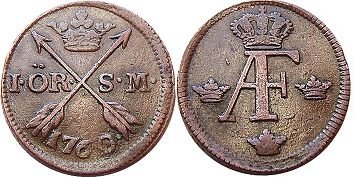 монета Швеция 1 эре SM 1760