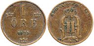 монета Швеция 1 эре 1875
