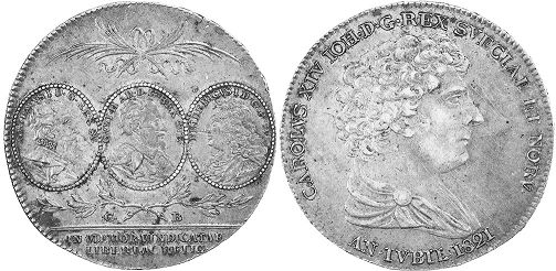 монета Швеция 1 риксдалер 1821