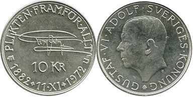 монета Швеция 10 крон 1972