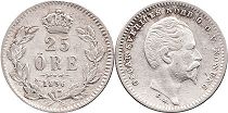 монета Швеция 25 эре 1856