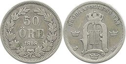 монета Швеция 50 эре 1898