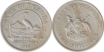монета Уганда 2 шиллинга 1966
