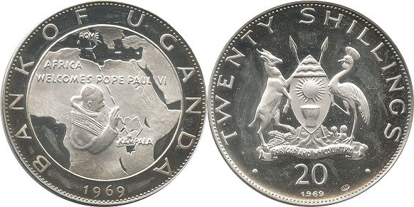 монета Уганда 20 шиллингов 1969