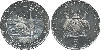 монета Уганда 5 шиллингов 1969