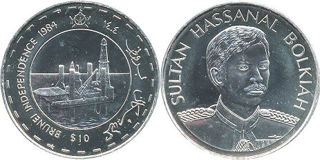 монета Бруней 10 долларов 1984