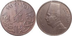 монета Египет 1/2 милльема 1932