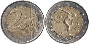 монета Греция 2 евро 2004