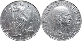 монета Италия 10 лир 1936