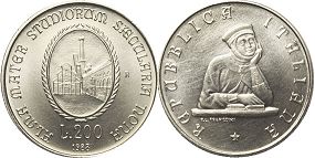 монета Италия 200 лир 1988