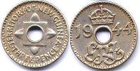 монета Новая Гвинея 3 пенса 1944