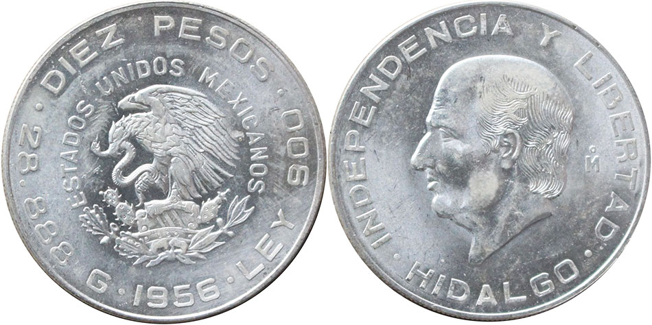 Мексика монета 10 песо 1956