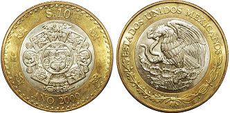 монета Мексика 10 песо 2000