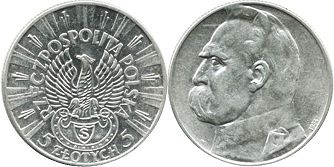 монета Польша 5 злотых 1934