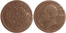 монета Саравак 1/4 цента 1863