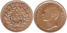 монета Саравак 1/4 цента 1870