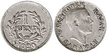 монета Саравак 1 цент 1920