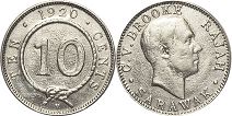 монета Саравак 10 центов 1920