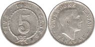 монета Саравак 5 центов 1920