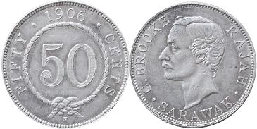 монета Саравак 50 центов 1906