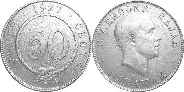 монета Саравак 50центов 1927