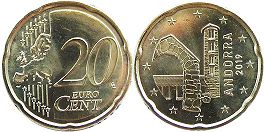 монета Андорра 20 евро центов 2019