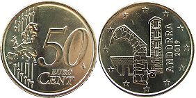 монета Андорра 50 евро центов 2019