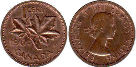 Канада монета Elizabeth II 1 цент 1964