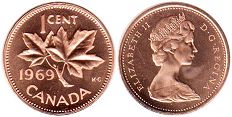 монета Канада 1 цент 1969