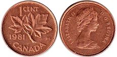 монета Канада 1 цент 1981