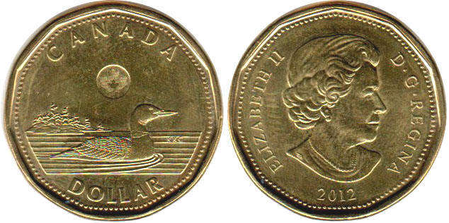 Канада монета Elizabeth II 1 доллар 2012 loonie