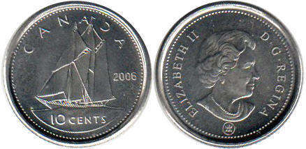 Канада монета Elizabeth II 10 центов 2006 dime