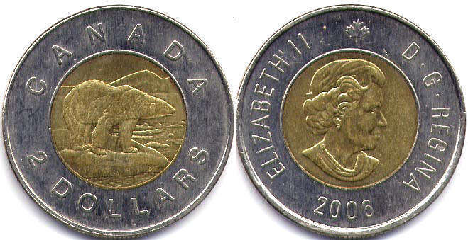Канада монета Elizabeth II 2 доллара 2006 toonie