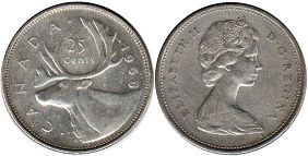 монета Канада 25 центов 1968