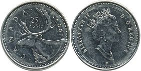 монета Канада 25 центов 2001
