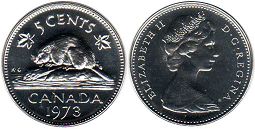 монета Канада 5 центов 1973
