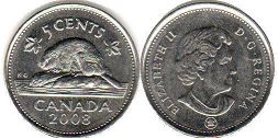монета Канада 5 центов 2008