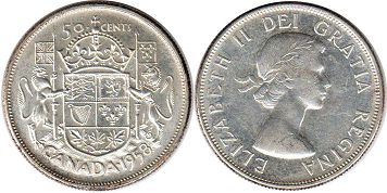 монета Канада 50 центов 1958