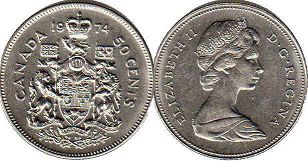 монета Канада 50 центов 1974