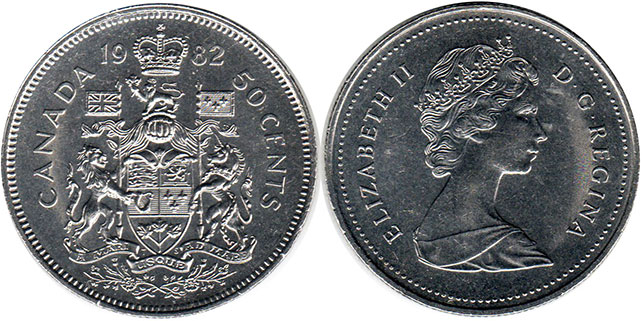 Канада монета Elizabeth II 50 центов 1982
