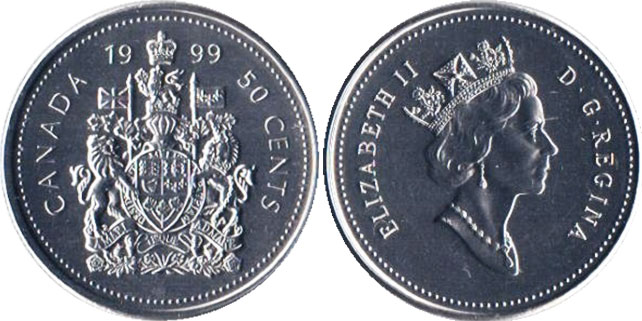 Канада монета Elizabeth II 50 центов 1999