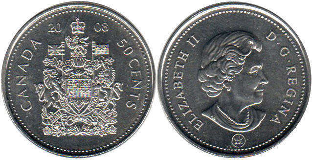 Канада монета Elizabeth II 50 центов 2008